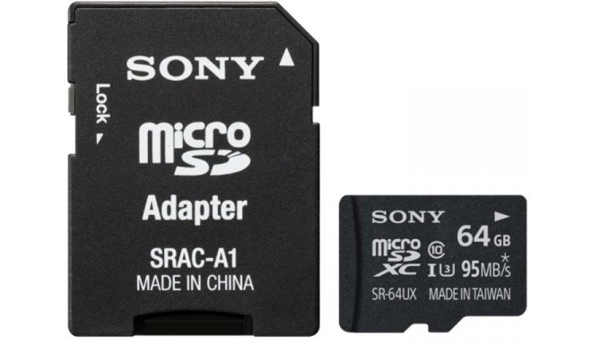 Sony memory card microSDXC 64GB U3 Class 10 + adapter