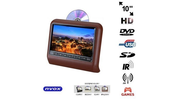 The headrest Monitor LED 10 "HD DVD USB SD IR FM GAME 12V