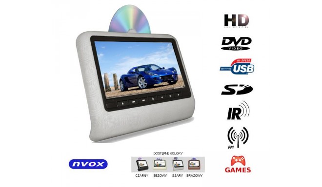HEADREST LED MONITOR CAR 9 "HD DVD USB SD IR FM GAME