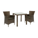 Садовая мебель WICKER стол и 2 стула (12691), 73x73xH71см, столешница: прозрачное стекло, цвет: кори