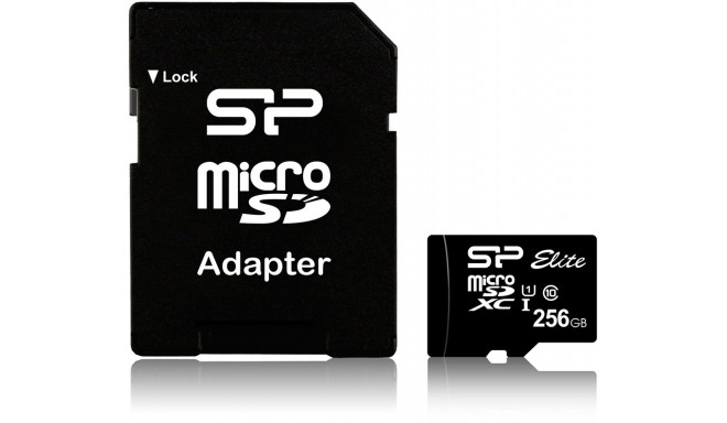 Silicon Power atmiņas karte microSDXC 256GB Elite UHS-I Class 10 + adapteris