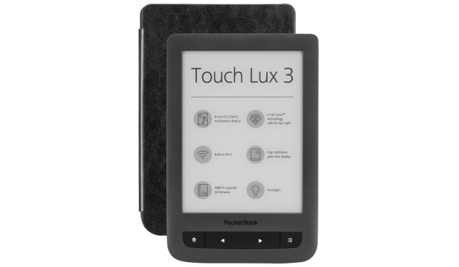 PocketBook Touch Lux 3, dark grey + case