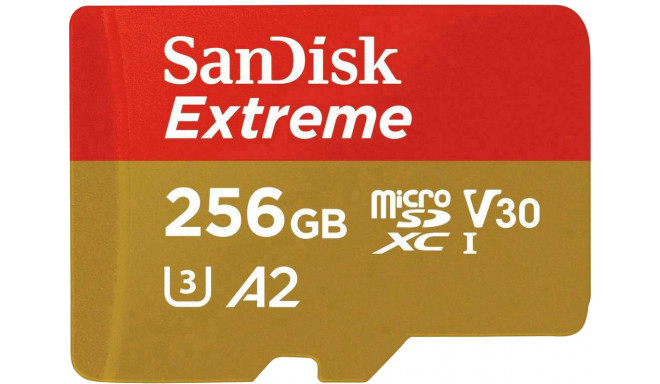 SanDisk atmiņas karte microSDXC 256GB Extreme V30 A2