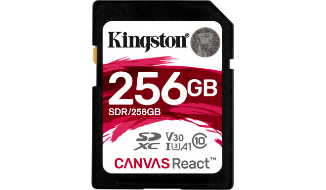 Kingston atmiņas karte SDXC 256GB Canvas React Class 10