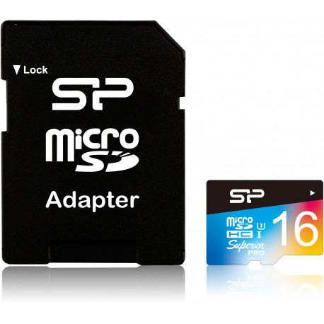 Silicon Power mälukaart microSDHC 16GB Superior Pro Color U3 + adapter