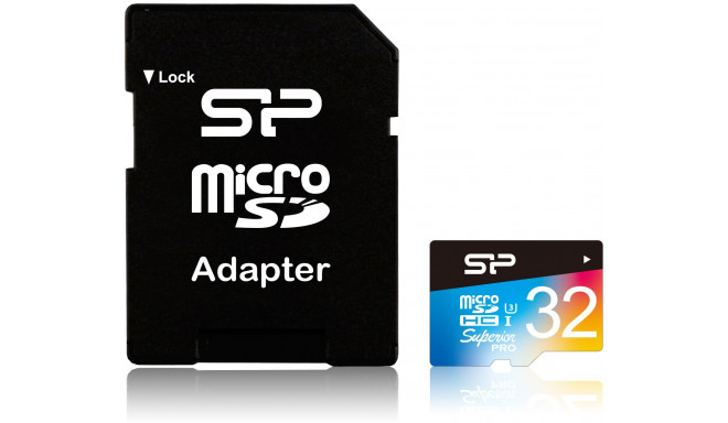 Silicon Power mälukaart microSDHC 32GB Superior Pro Color U3 + adapter