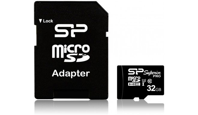 Silicon Power mälukaart microSDHC 32GB Superior Pro U3 + adapter