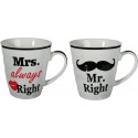Romantic Items tassikomplekt Mr. Right & Mrs. Always Right