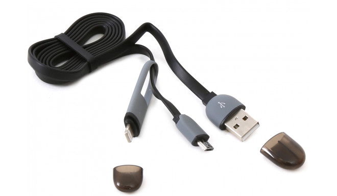 Platinet кабель USB - microUSB/Lightning 1м, черный (42870)