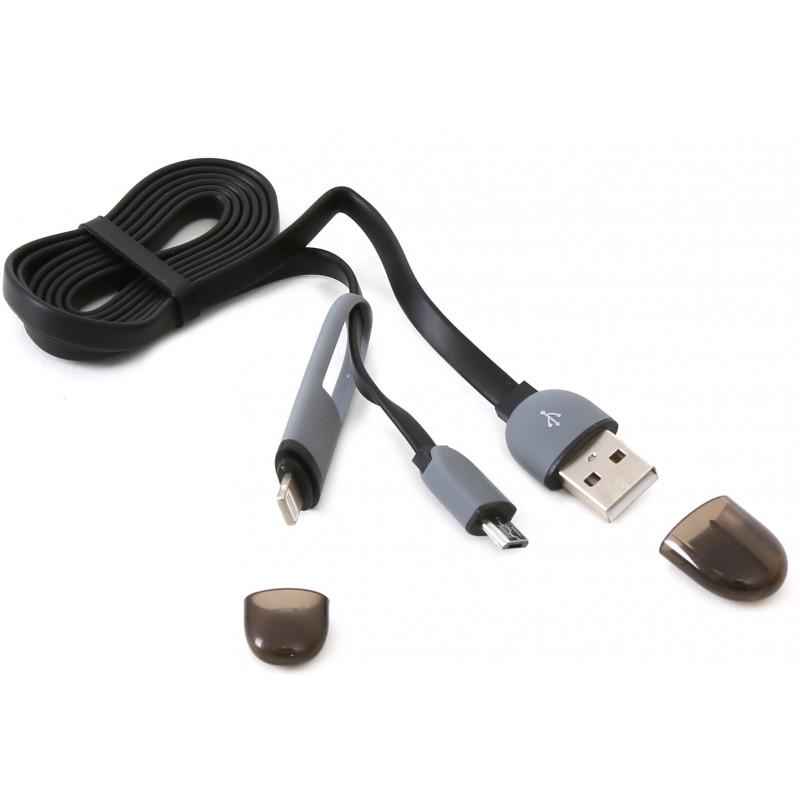 Platinet kaabel USB - microUSB/Lightning 1m, must (42870)