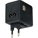 Omega travel adapter 4in1 USB, black (43645)
