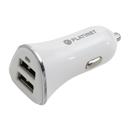 Platinet car charger + cable 2xUSB 3400mA, white (43720)