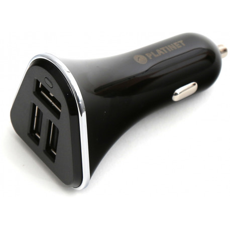 Platinet autolaadija + kaabel 3xUSB 5200mA, must (43721)