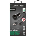 Vivanco autolaadija USB-C 3A 1m, must (38669)