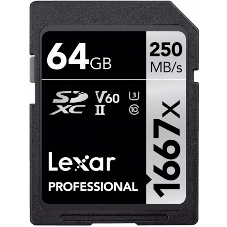 Lexar atmiņas karte SDXC 64GB Pro 1667x U3 V60 250MB/s