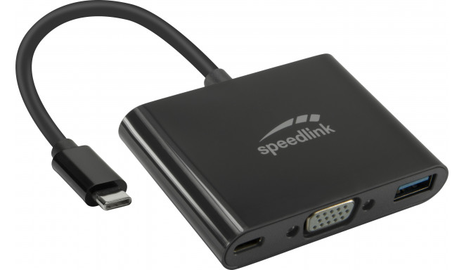Speedlink aдаптер USB-C - VGA/USB 3.0/USB-C 3в1 HQ (SL-180027-BK)