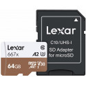 Lexar memory card microSDXC 64GB Pro 667x U3 V30 + adapter