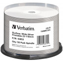 1x50 Verbatim CD-R 80 / 700MB 52x Speed wide silver inkjet