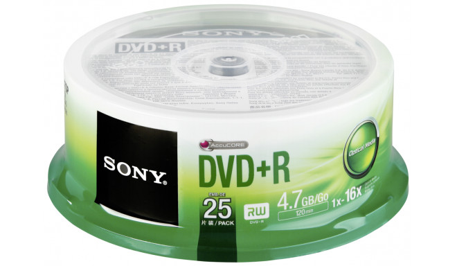Sony DVD+R 4.7GB 16x Cake Box 25pcs