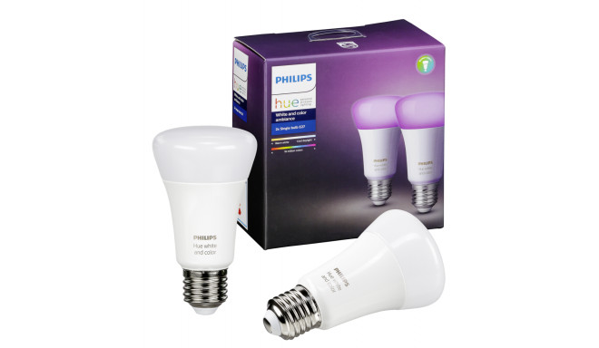 1x2 Philips Hue White + Color Ambiance LED DIM 10W (60W) E27