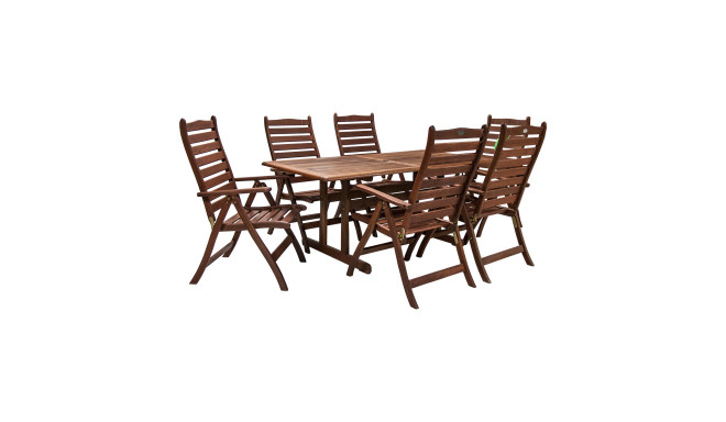 Aiamööblikomplekt VENICE laud ja 6 tooli (07090), 180x90xH74cm, puit: meranti, viimistlus: õlitatud