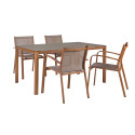 Aiamööbli komplekt SAILOR laud ja 4 tooli (10472) 150x90xH73cm, lauaplaat: 5mm hall klaas,alumiinium