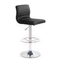 Bar chair AURA 42x46xH88-109cm, seat: imitation leather, color: black, leg: chrome