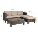 Garden furniture set QUEENS with cushions, table and corner sofa, aluminum frame with plastic wicker