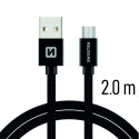 Swissten Textile Quick Charge Universal Micro USB Data and Charging Cable 2.0m Black