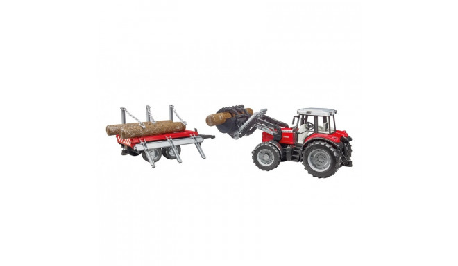 BRUDER Massey Ferguson 7480 with frontloader and timber trailer, 2046