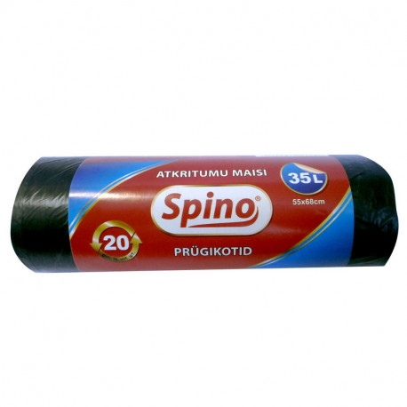 Prügikotid SPINO 35L, 20tk, 10mic HDPE, 55x68cm, must (2 tk)
