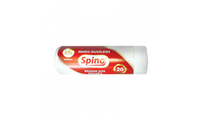 Prügikotid SPINO 60L, 12mic, HDPE, 64x84cm, 15 tk, valge