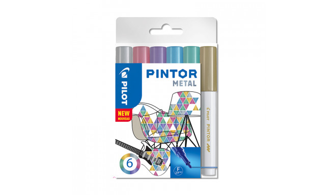 Marker permanentne Pilot Pintor metallic, 1.0mm koonus, 6 värvi
