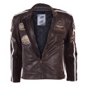 Leather Moto Jacket BOS 2058 Brown
