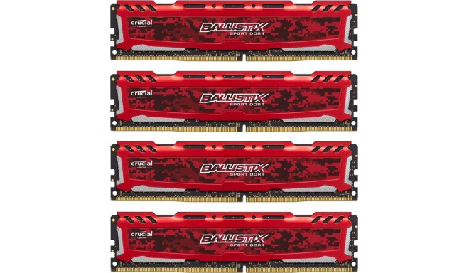 Ballistix RAM DDR4 16 GB 2400-CL16 DR Quad-Kit - Ballistix Sport LT Red