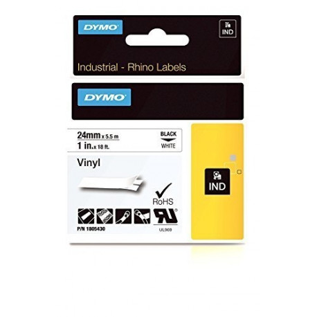 Dymo Rhino Band Vinyl black/white 24mmx5,5m