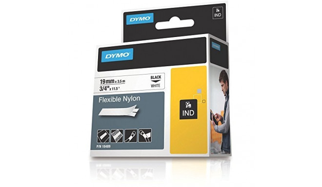 Dymo Rhino Band Nylon black / white 19mmx3,5m