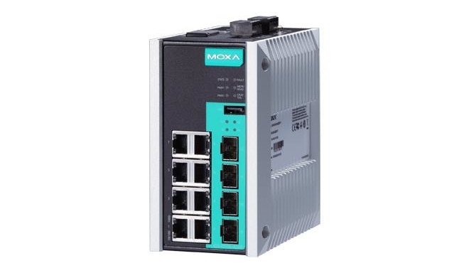 12-port full Gigabit managed Ethernet switch,8 Gigabit T(X) ports, 4 Gigabit SFP slots, -40 to 75°C 