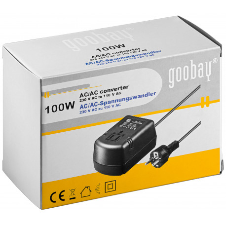 Konverter AC/AC 220-240V > 110-120V (Ameerika seadmetele), 100W, kaabli pikkus 1.8m