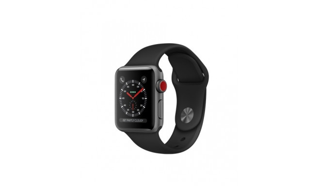 Apple Watch Series 3 GPS + Cellular, 38mm Space Grey Aluminium Case with Black Sport Band