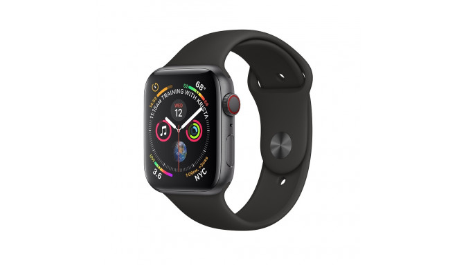 Apple Watch Series 4 GPS + Cellular, 44mm Space Grey Aluminium Case with Black Sport Band