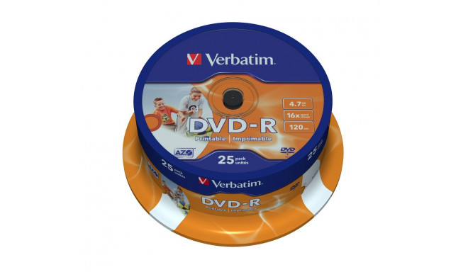 DVD-R 16x 4.7GB 25P CB PRINTABLE 43538