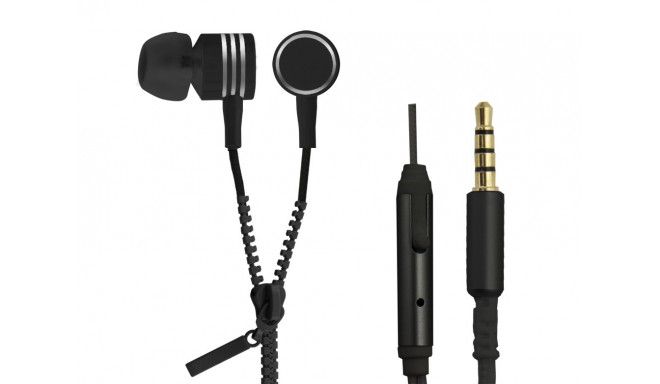 Earphones ZIPPER with microphone black