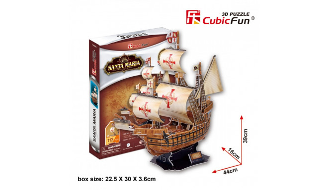 CubicFun 3D puzzle PUZZLE Sailing Ship Santa Maria 113pcs