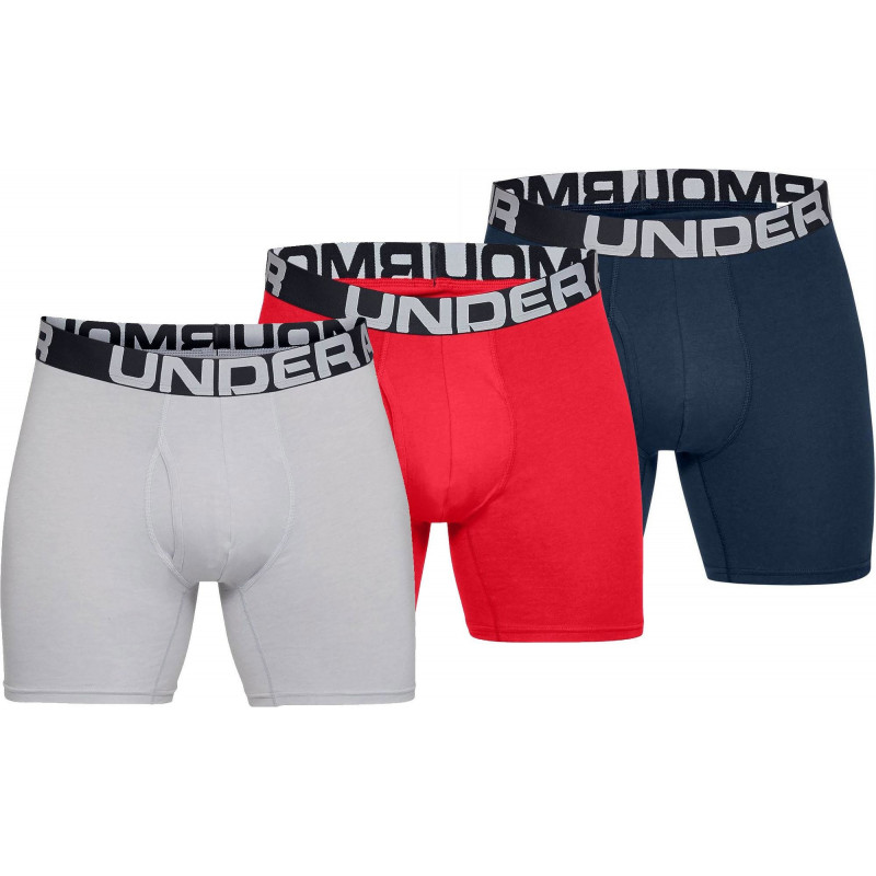 shorts Under Armour Charged Cotton 6in 3 Pack - 600/Red/Academy
