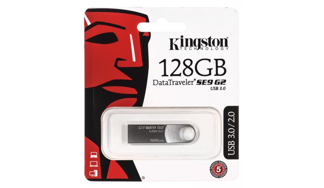 Kingston mälupulk 128GB DataTraveler SE9 G2 USB 3.2 Gen 1, hõbedane