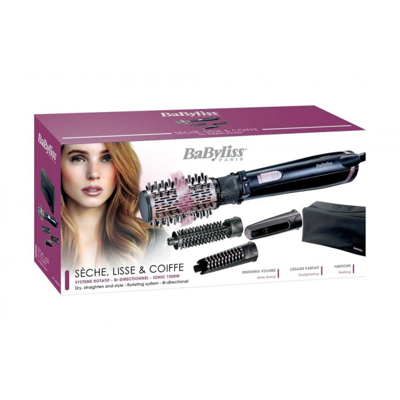 Rotating hair brush Babyliss AS200E 1000W black color Airstylers Photopoint.lv