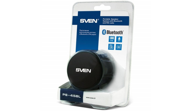 Bluetooth speaker SVEN PS-45BL, black (3W, Bluetooth, microSD, FM), SV-014605