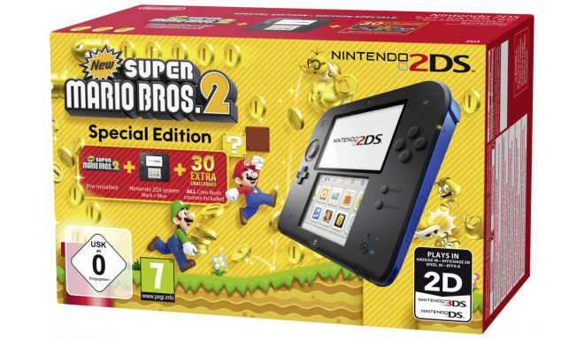 Nintendo 2DS black blue incl. New Super Mario Bros. 2