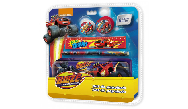 Blaze and The Monster Machines metal pencil case and accessories set